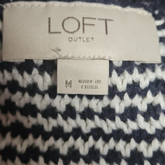 Loft Striped Cotton Sweater Size Medium - Picture 3 of 5